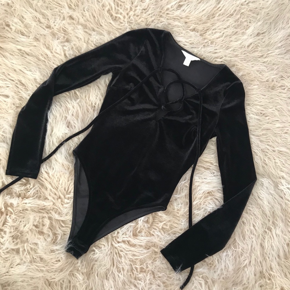 Black velvet bodysuit